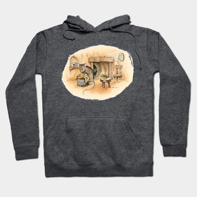 Little seamstress Mouse in the old log house Hoodie by Simon-dell